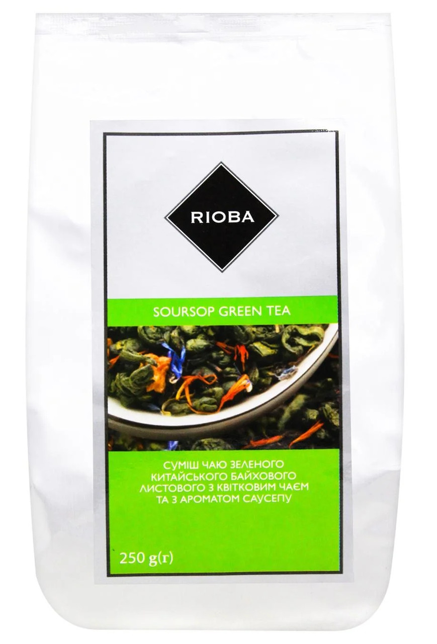 Чай Rioba Soursop 250г, ароматна суміш зеленого та квіткового чаю з саусепом