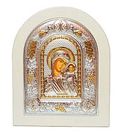 Казанская Икона Божией Матери 15x21см арочной формы на белом дереве
