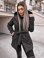 Куртка стеганная женская весна осень бежевая S-M, L-XL | Куртка плащевка на синтепоне Черный, L/XL