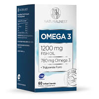 Дієтична добавка "Omega 3 з риб'ячим жиром" NATURALNEST, 60 желатинових капсул