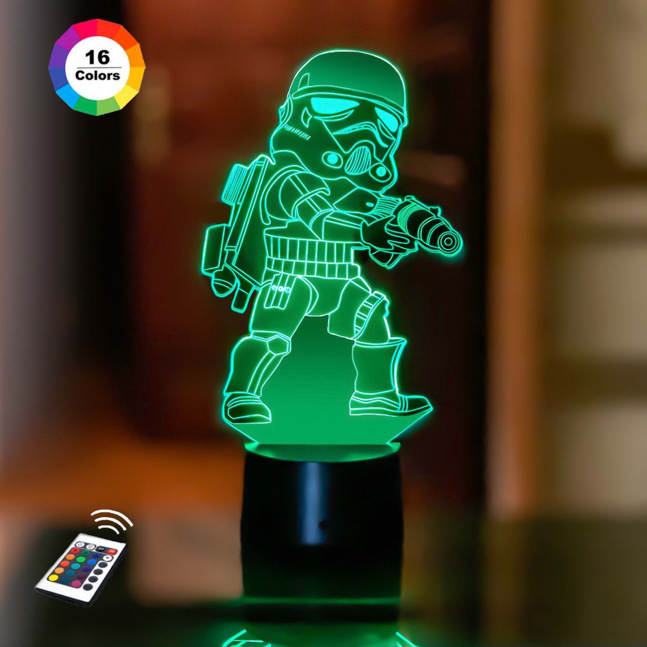 3D нічник "Штурмовик 2" (ВОЛІЧНЕ ЗОБРАЖЕННЯ)+ мережевий адаптер + батарейки (3ААА)  3DTOYSLAMP, фото 1