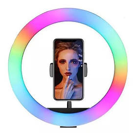 Кільцева світлодіодна LED лампа RIAS MJ30 RGB 30см Різнобарвна з держателем USB управління на проводі