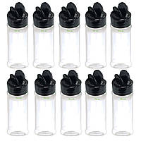 Набір баночок для спецій 10 шт+12 наклейок 100 мл метелик чорна кришка