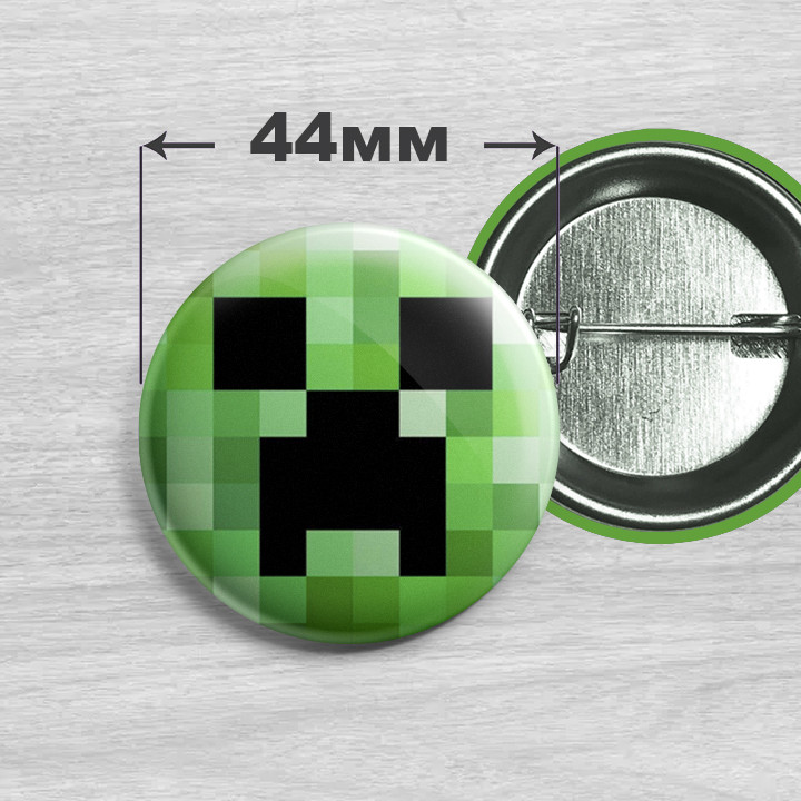 Значок по грі Minecraft / Майнкрафт | Кріпер. 44мм