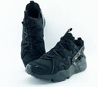 Nike Air Huarache Craft Black демисезонные черные мужские кроссовки текстиль замша Найк Хуарачи Крафт