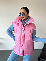 Женская жилетка розовая/молоко/графит/бежевая/черная синтепон 200 плащевка Канада, Мод.008