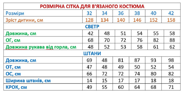 картинка в'язаний костюм для дівчинки 