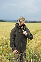 Тактическая флисовая плотная кофта куртка с капюшоном Флис Гризли олива 52