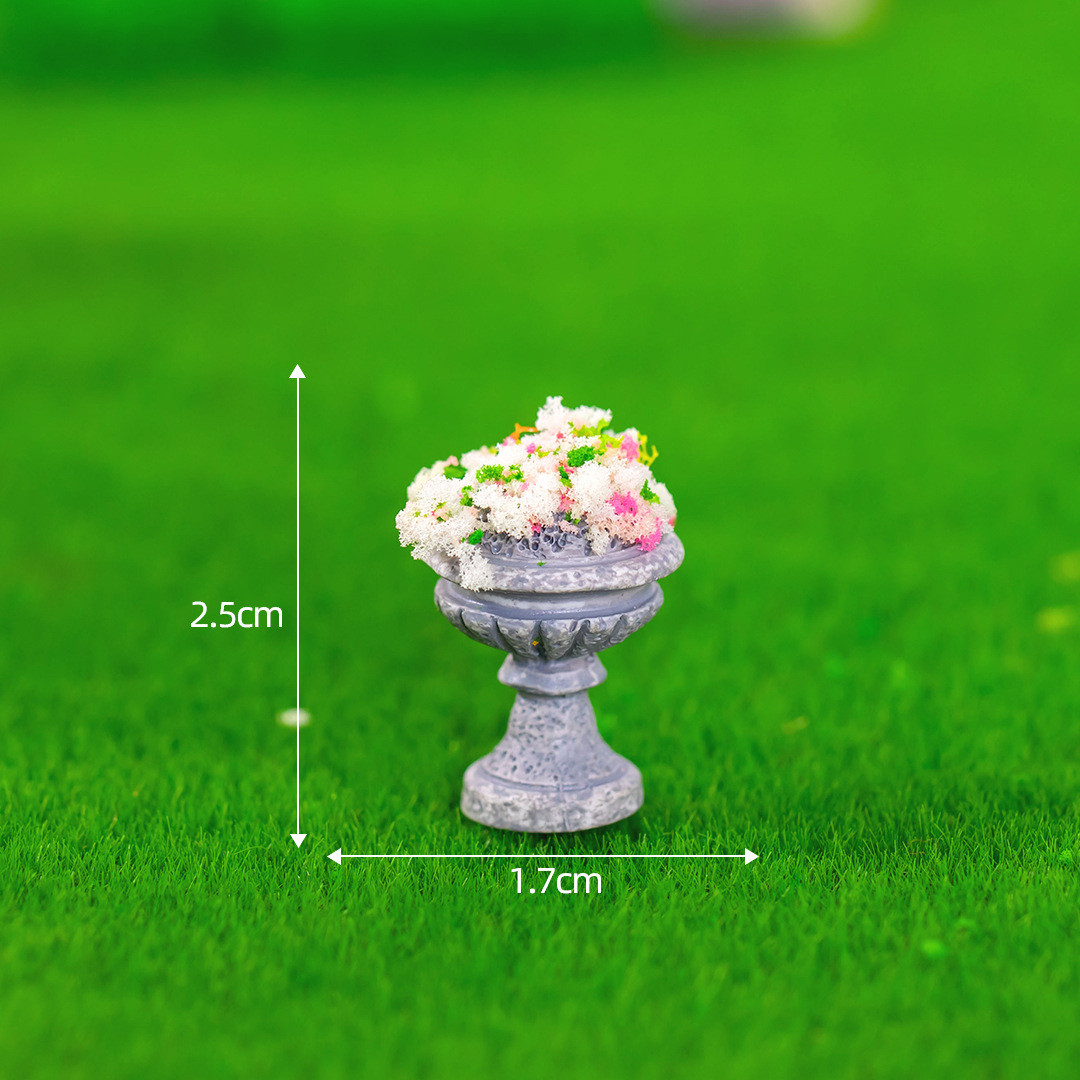 Мініатюра горщик із квітами 2.5*1.7 см Сірий, фото 1