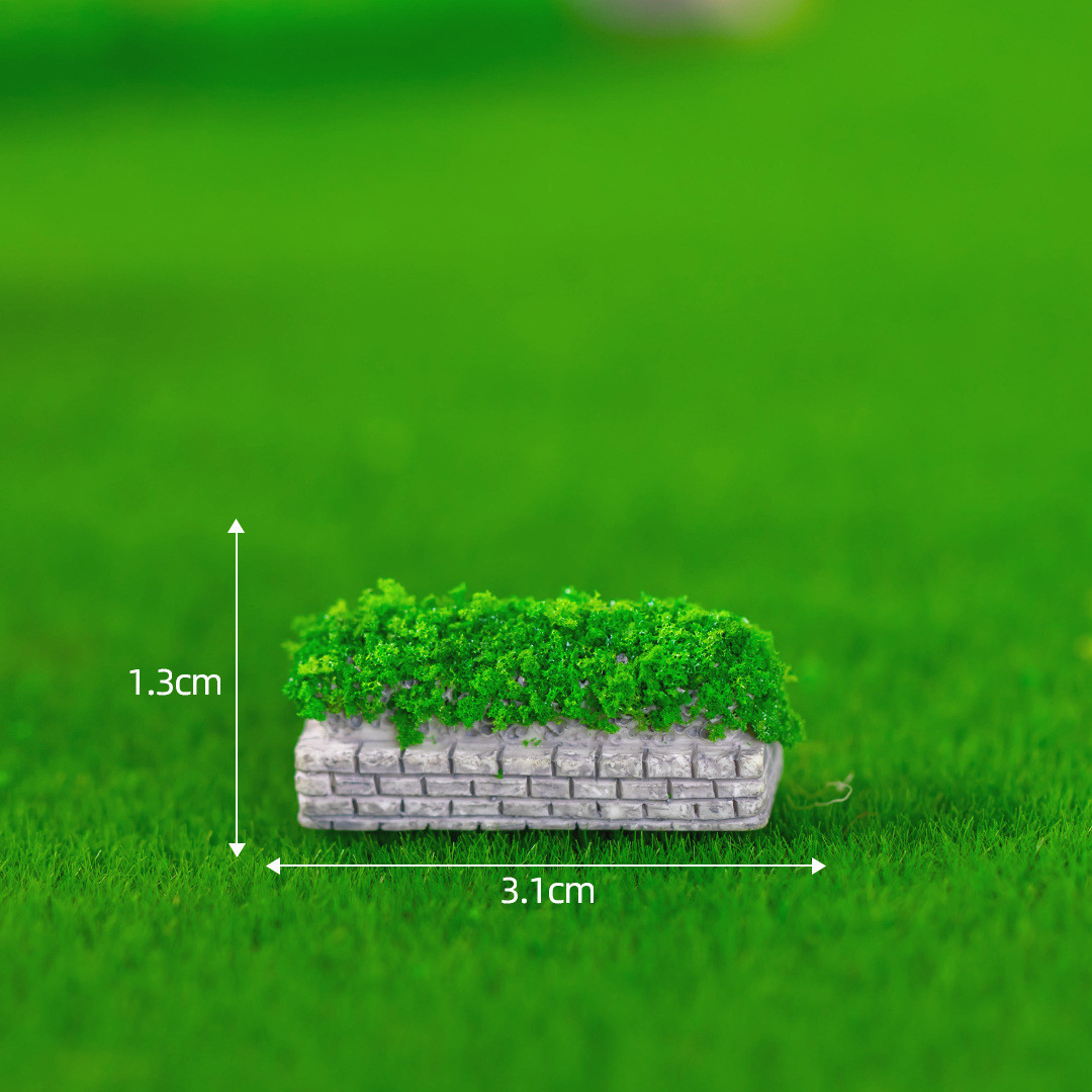 Мініатюра газон прямокутний 3.1*1.3 см Сірий із зеленню, фото 1
