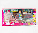 Лялька з меблями 7023  висота 13 см, ванна, раковина, туалет, аксесуари, імітація доглядових засобів,, фото 3