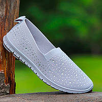 Мокасини сліпони жіночі літні сірі текстильні легкі Мокасины слипоны женские летние серые тканевые (Код: 3206)