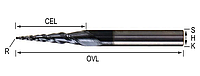 Конусная спиральная фреза HRC55*R0.5*15C*3.175D*38L