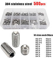 Настановні Гвинти M2.5;M3;M4 Нержавіюча Сталь DIN 916 Набір 500 штSpec (SP-0676501)