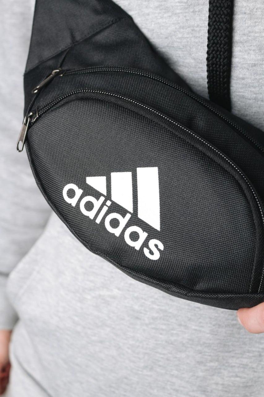 Бананка чоловіча жіноча Adidas на пояс чорна сумка поясна через плече адідас