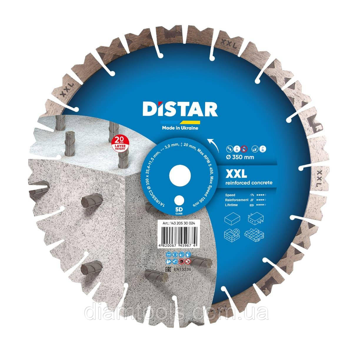 Круг алмазний відрізний по бетону і цеглі Distar XXL 350x3.0/2.0x20x25.4 (14320530024)