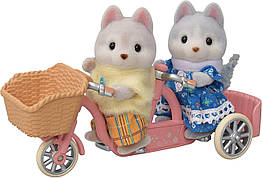 Сільваніан Феміліс Брат і Сара Хаскі на велосипеді Sylvanian Families Tandem Cycling Set Husky Sister Brosthe