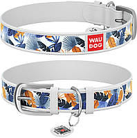 0013-0041-15 Collar WauDog Design Джунгли с qr паспортом белый, 21-29/12мм