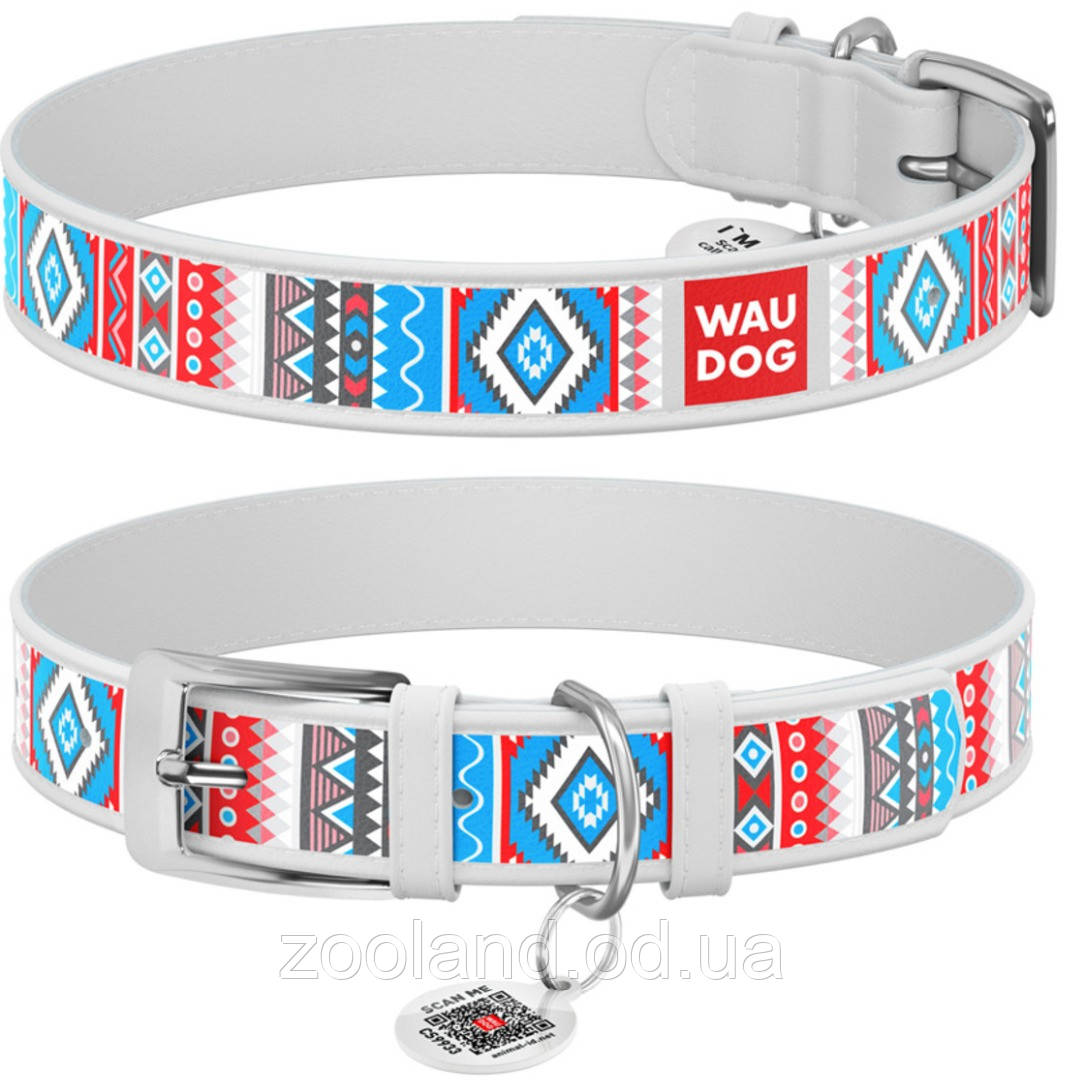 373815 Collar WauDog Design Продуктивно qr паспортом білий, 20-28/12 мм