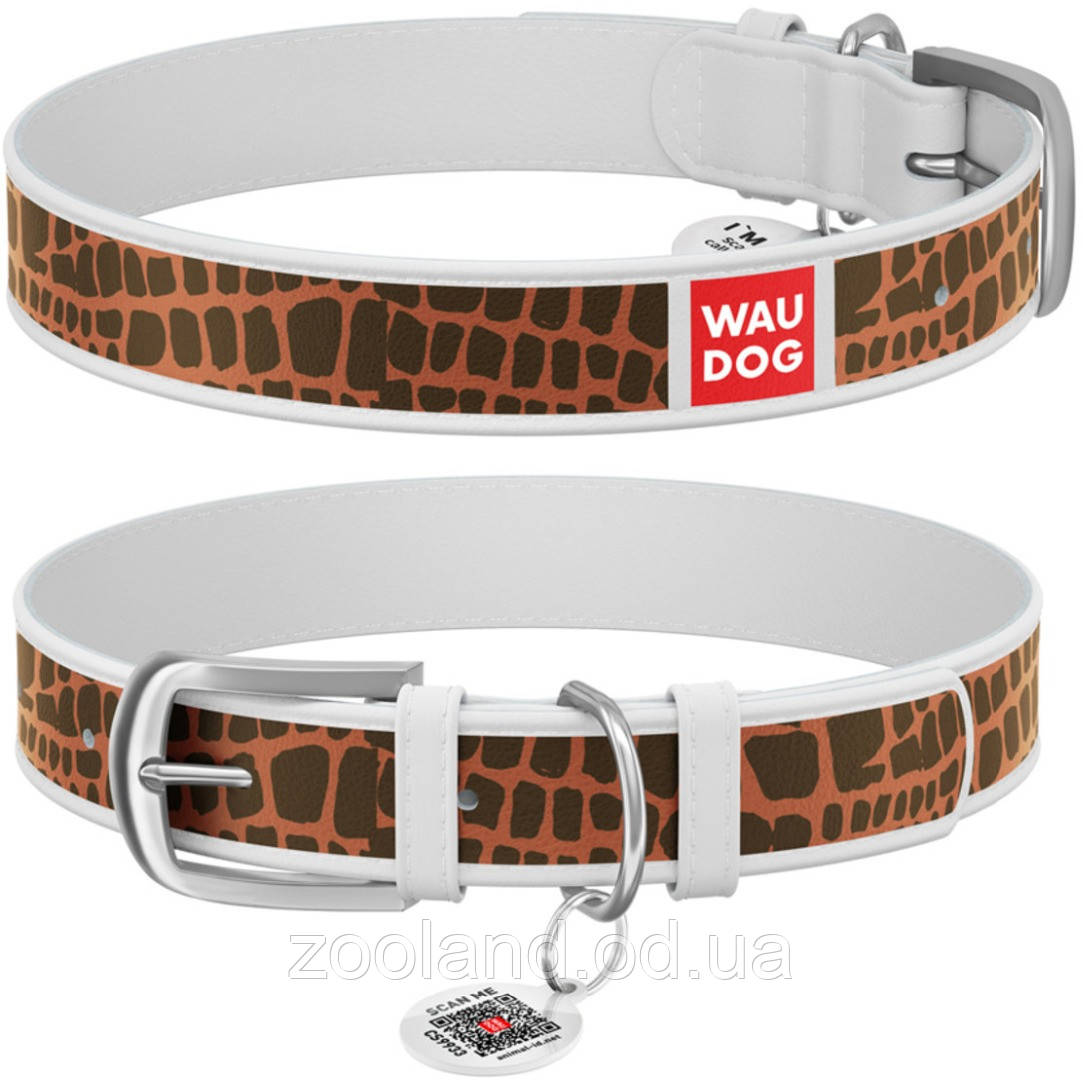 0012-0053-15 Collar WauDog Design Жираф з qr-паспортом білий, 19-25/12 мм