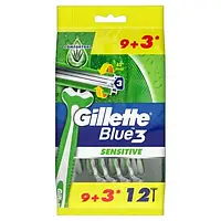 Станки для гоління одноразові Gillette "Blue 3 Sensitive" (12шт.)