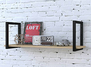 Полиця PL-1-16 Loft Design Дуб Борас 92 см Чорний