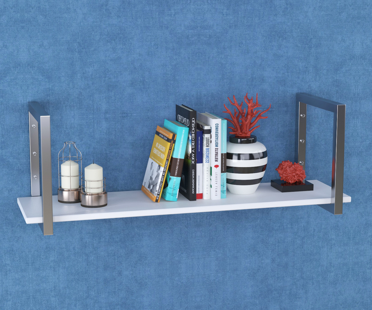 Полиця PL-1-18 Loft Design Белый 92 см Серебристый, фото 1