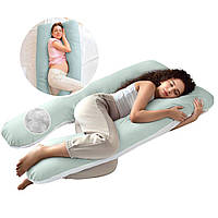 Подушка П-образная для беременных, сна и отдыха ТМ IDEIA 140х75х20 см мятно-белая