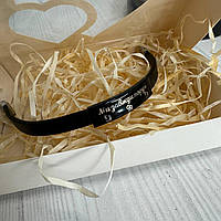 Браслет з екошкіри "Ми завжди поруч" 21 см Чорна пластина