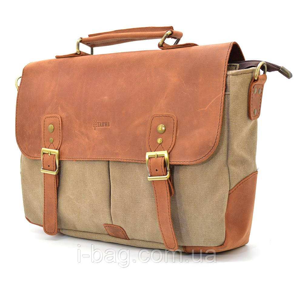 Чоловіча сумка-портфель із канвасу та шкіри RBcs-3960-3md TARWA