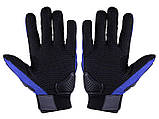 Мотоперчатки чорні із синім текстиль size L MS06, фото 2