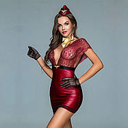 Еротичний костюм стюардеси JSY «Бешкетна Глорія» One Size, сукня, стрінги, рукавички, чокер, пілот, фото 2