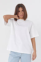 Однотонная женская футболка в стиле oversize - молочный цвет, L (есть размеры)