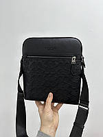 Coach Houston Relief Print Cow Leather Flight Bag Black 23.5 х 26.5 х 5 см