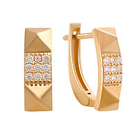 Современные золотые сережки с фианитами стильные маленькие женские серьги из золота на каждый день