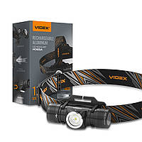 Налобный светодиодный фонарик Videx H065A 1200Lm 5000K, Чорний, Налобні, Акумулятор(1830991277755)