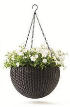 Підвісний горщик для квітів Keter 8,6 л. Rattan style hanging sphere planter