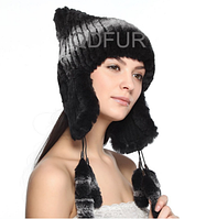 Зимова жіноча шапка з хутра кролика Рекс