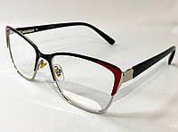 Корректирующие очки для зрения женские компьютерные лисички в металлической оправе дужки на флексах