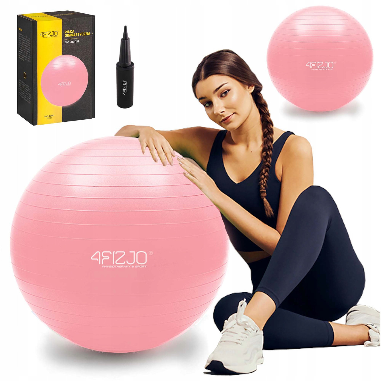 Фітбол або гімнастичний м'яч 55 см 4FIZJO Рожевий (2000002474388)