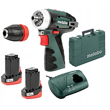 Дриль-шуруповерт акумуляторний Metabo PowerMaxx BS Quick Basic (12 В, 2 А*год) (600156500)