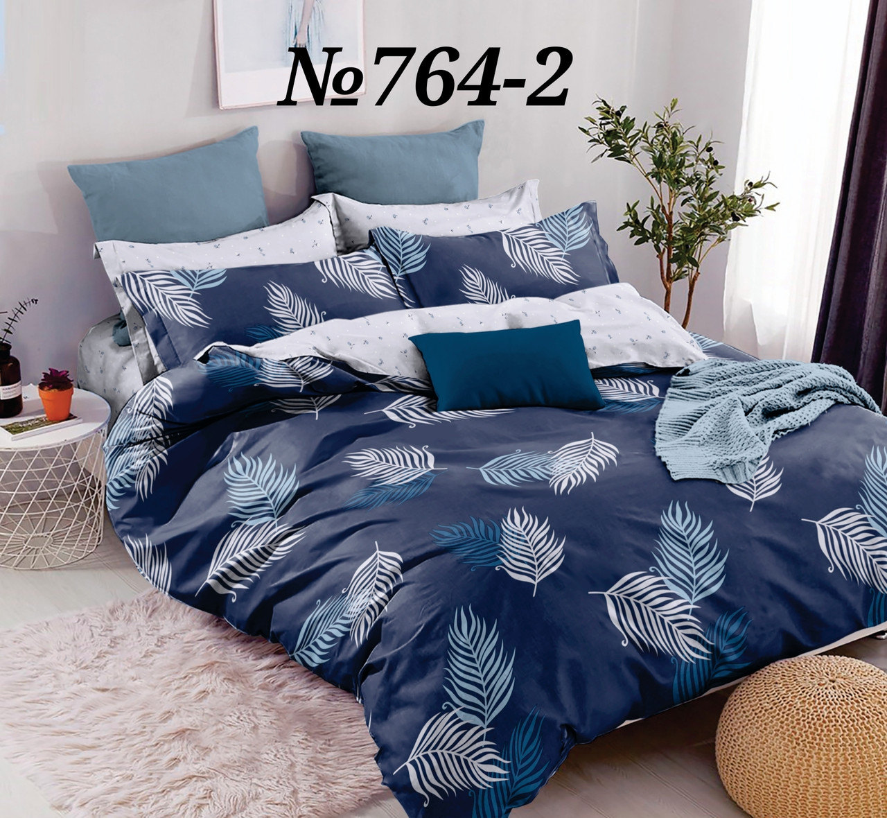 Постільна білизна, бязь GOLD, євро комплект, листя компаньйон, фото 1