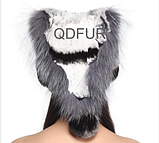 Шапка в'язана з хутра кролика Рекс і чорнобурки, фото 2