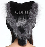 Шапка в'язана з хутра кролика Рекс і чорнобурки, фото 10