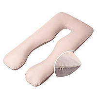 Наволочка на П-подушку для беременных и отдыха 140х75х20 см с молнией беж/шоколад