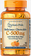 Витамин C Puritan's Pride Vitamin C-500 mg with Rose Hips 90 Chewables EM, код: 7537808