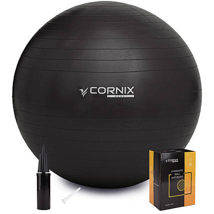М'яч для фітнесу (фітбол) Cornix 55 см Anti-Burst XR-0014 Black, фото 1