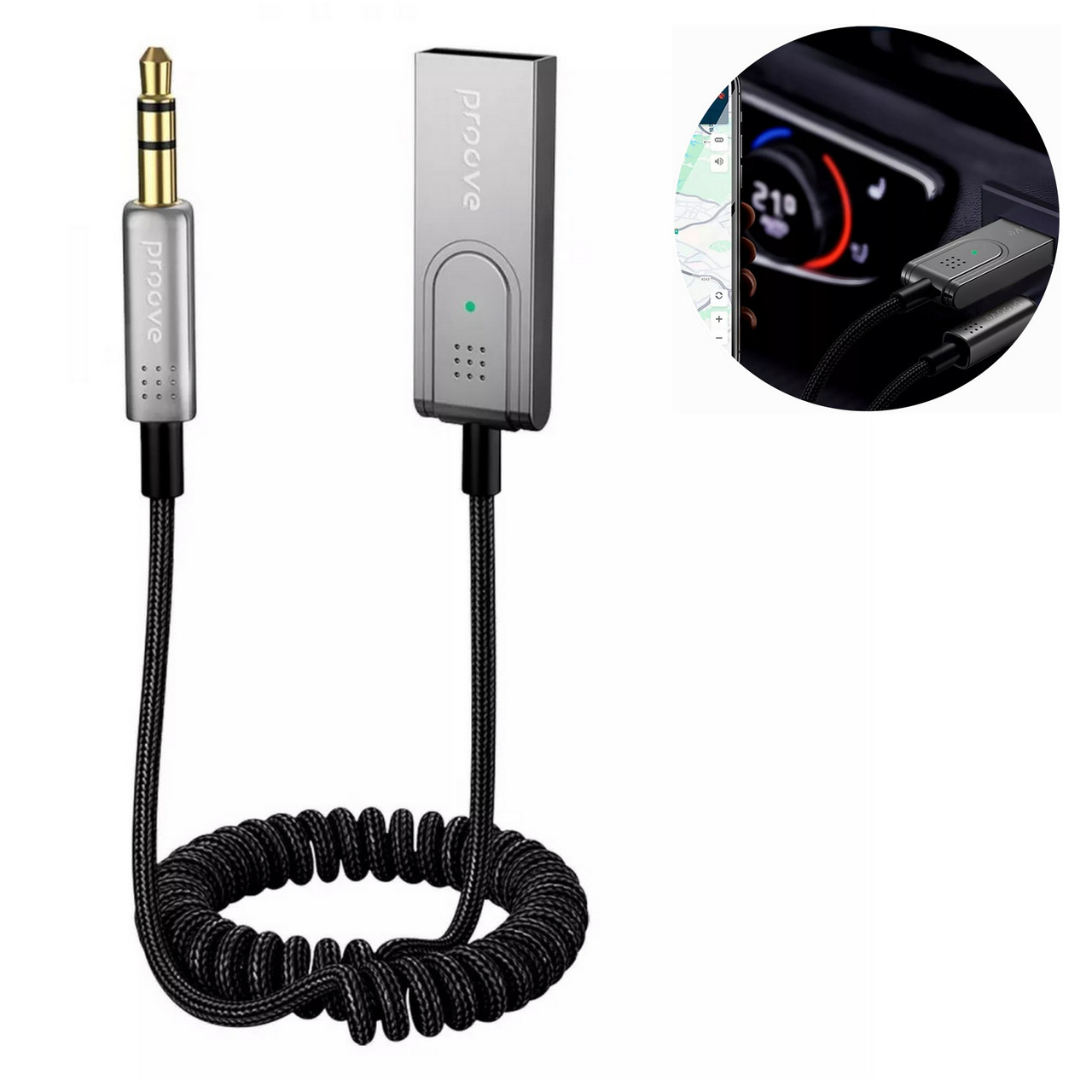 Бездротовий AUX аудіоадаптер (ресивер) Proove Helix BT5.3 Grey, фото 1