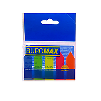 Закладки пластиковые с клейким слоем Buromax BM.2308-98, 45x25 мм + 45x12 мм, 3х40 л, неон, ассорти