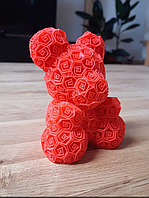 Игрушка медвежонок для детей и взрослых пластиковый Медведь розочка из пластика в подарок Красный